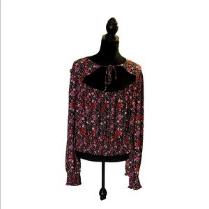 Forever 21 Plus Size Peek-a-Boo Floral long sleeved Blouse